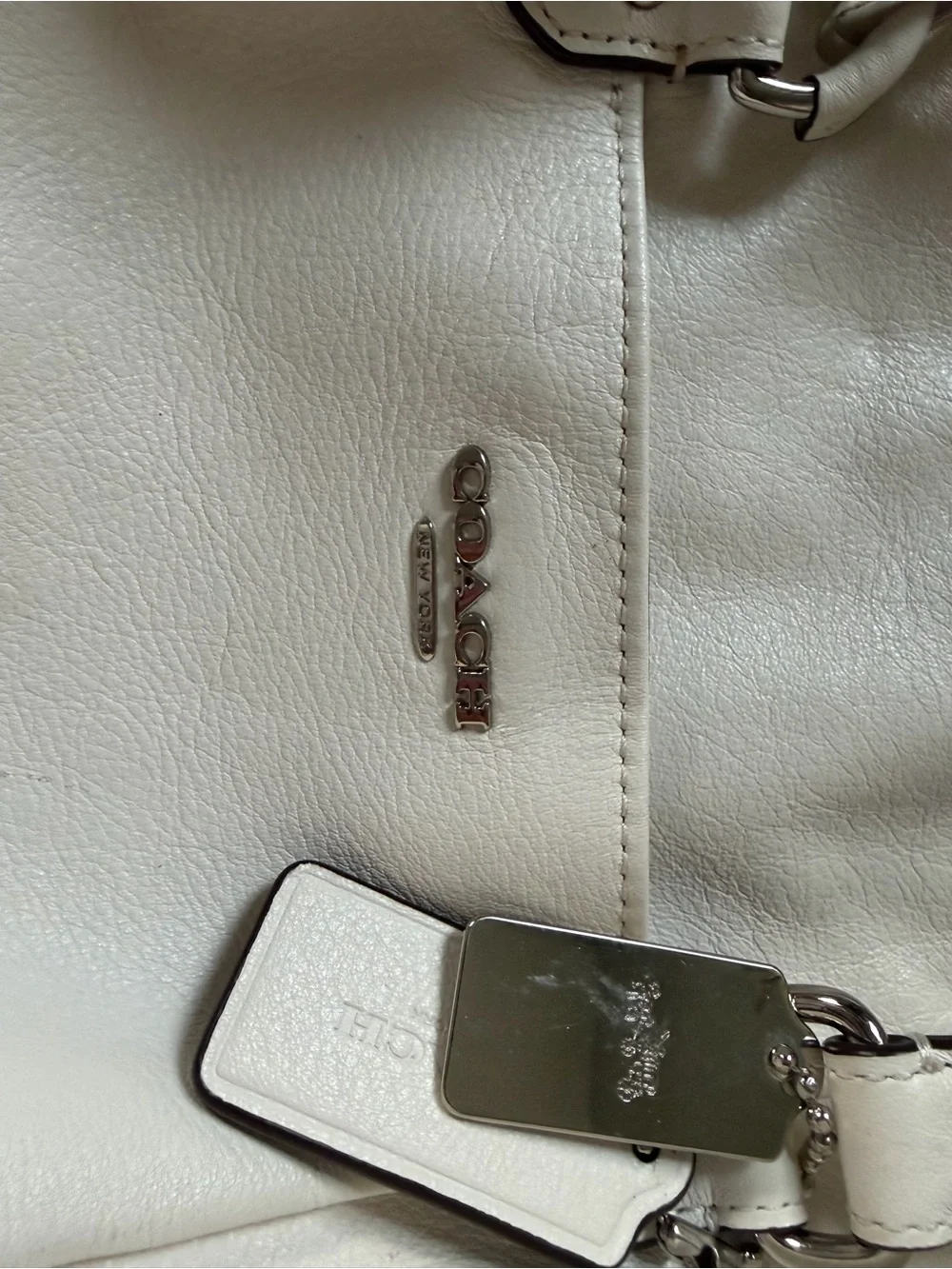 Coach White Leather Satchel with Silver Hardware